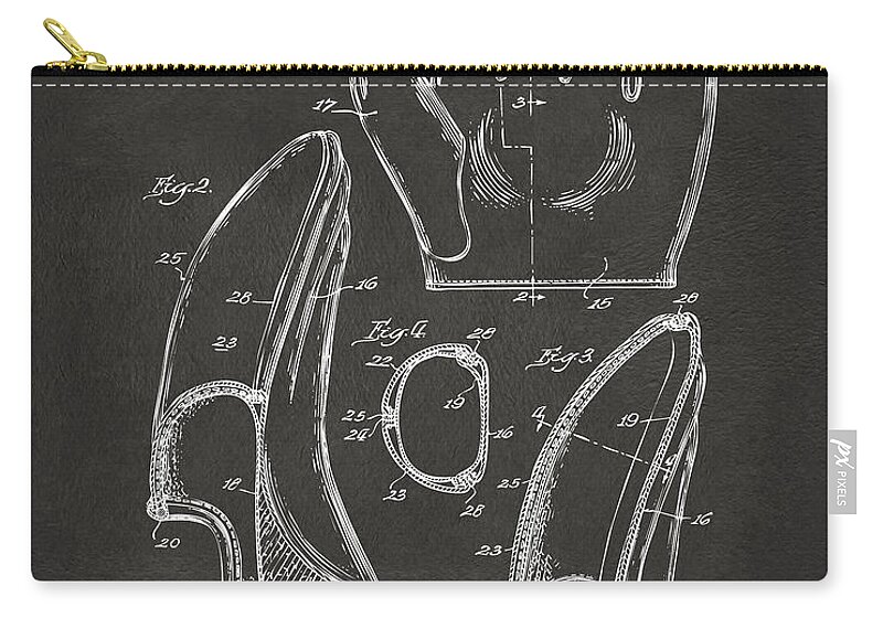Baseball Zip Pouch featuring the digital art 1941 Baseball Glove Patent - Gray by Nikki Marie Smith