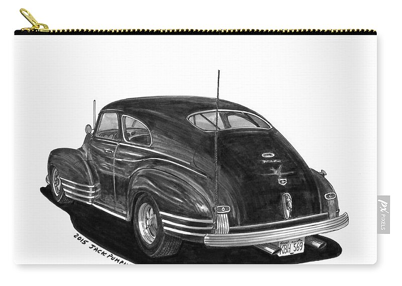 Inky Art Of 1947 Chevrolet Fleet Line Zip Pouch featuring the painting 1947 Chevrolet Fleetline by Jack Pumphrey