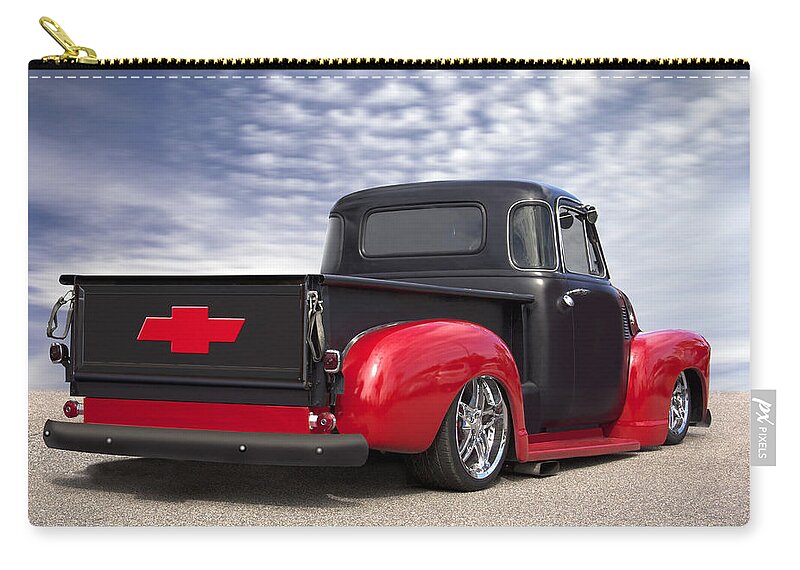 Transportation Zip Pouch featuring the photograph 1954 Chevy Truck Lowrider by Mike McGlothlen