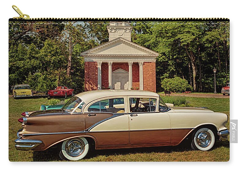 Oldsmobile Zip Pouch featuring the photograph 1956 Oldsmobile Super 88 by Susan Rissi Tregoning