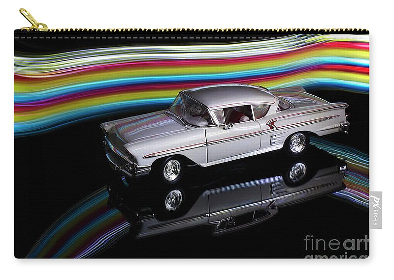 1958 Chevrolet Impala Zip Pouch featuring the photograph 1958 Chevrolet Impala by Bob Christopher