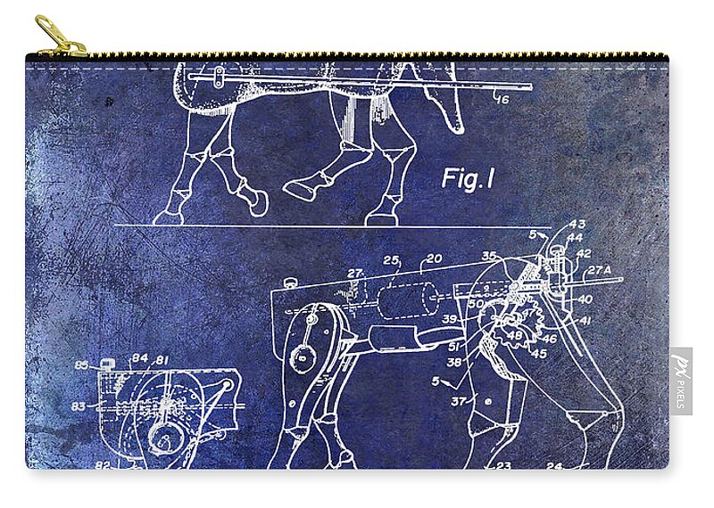 Horse Zip Pouch featuring the photograph 1958 Horse Toy Patent Blue by Jon Neidert