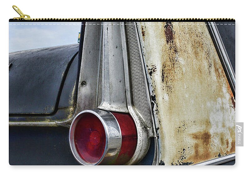 Paul Ward Zip Pouch featuring the photograph 1958 Plymouth Belvidere Tailfins by Paul Ward