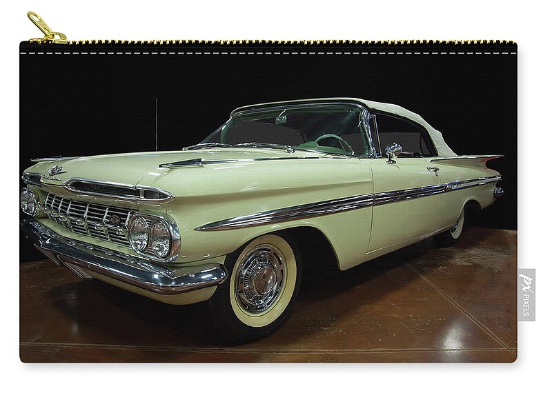 1959 Chevy Impala Convertible Carry-all Pouch featuring the photograph 1959 Chevy Impala Convertible by Flees Photos