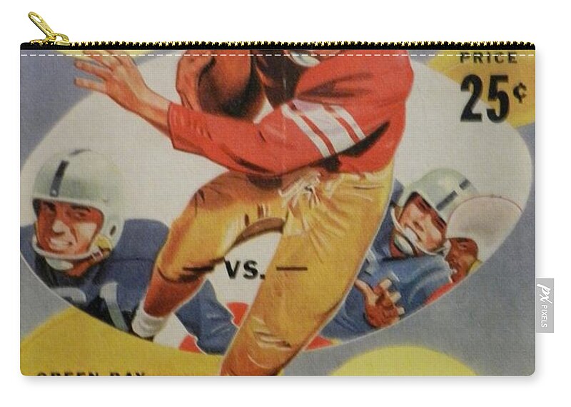 Green Bay Packers Zip Pouch featuring the photograph 1959 Chicago Bear vs. Green Bay Packers Program by Snapshot Studio