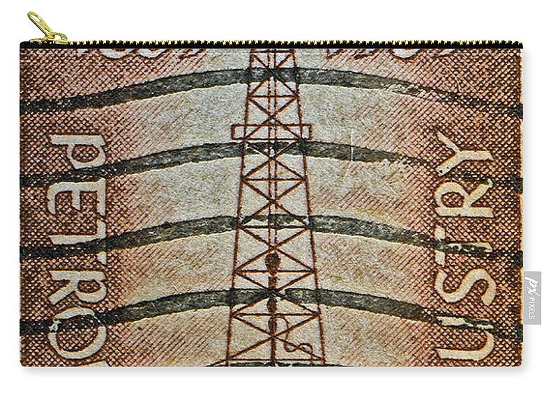 1959 Zip Pouch featuring the photograph 1959 First Oil Well Stamp by Bill Owen