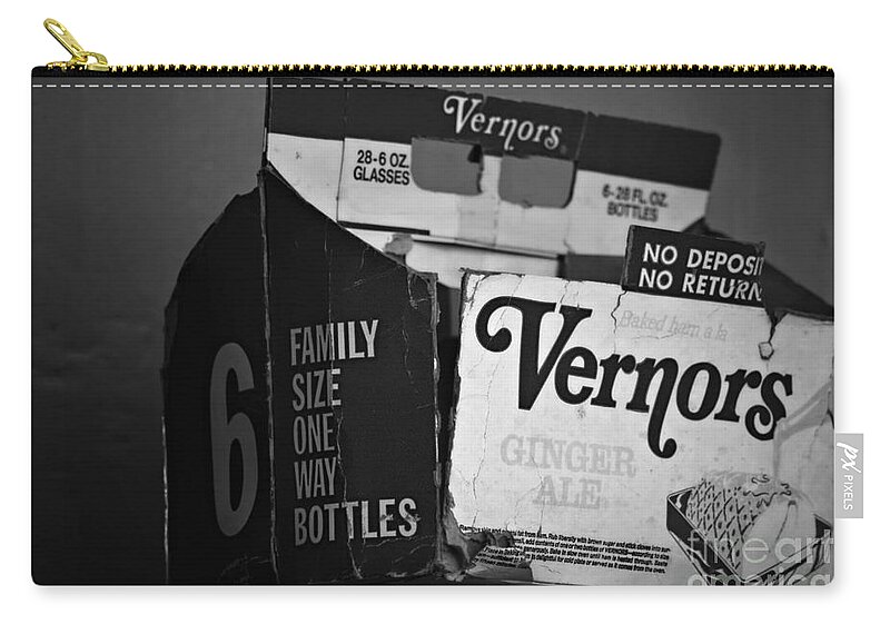 Vernors Box Zip Pouch featuring the photograph 1960's Vernors Pop Box by Sandra Church