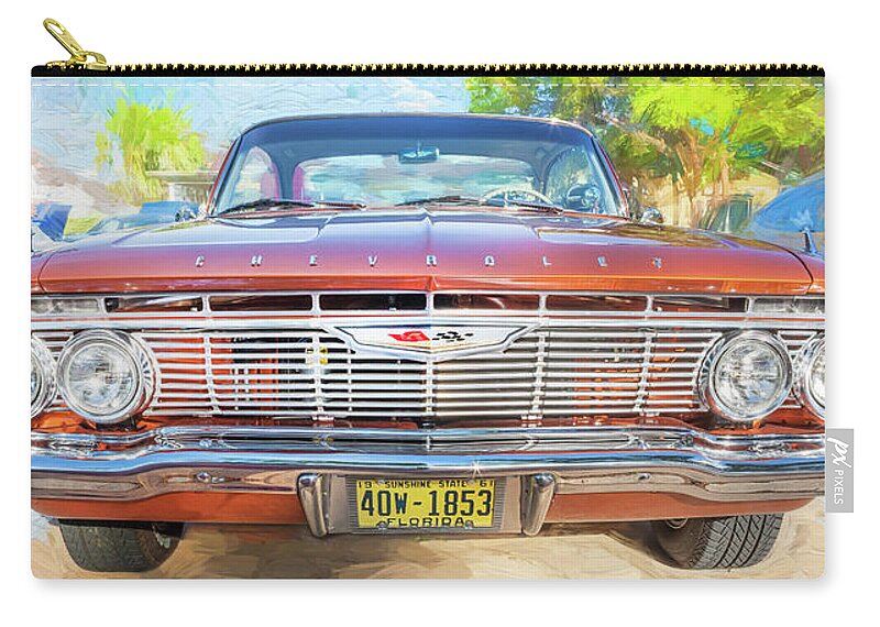 1961 Chevrolet Impala Zip Pouch featuring the photograph 1961 Chevrolet Impala SS by Rich Franco