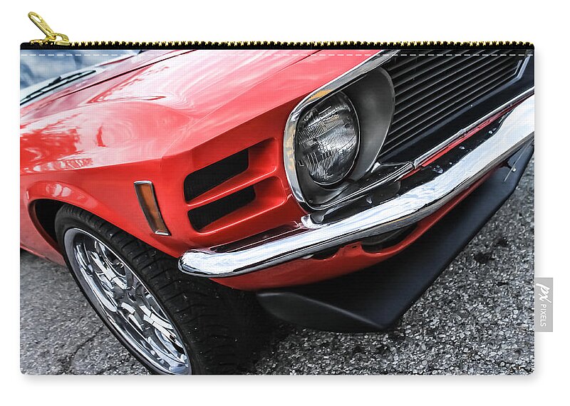 Red Mustang Zip Pouch featuring the photograph 1970 Ford Mustang by Karl Anderson