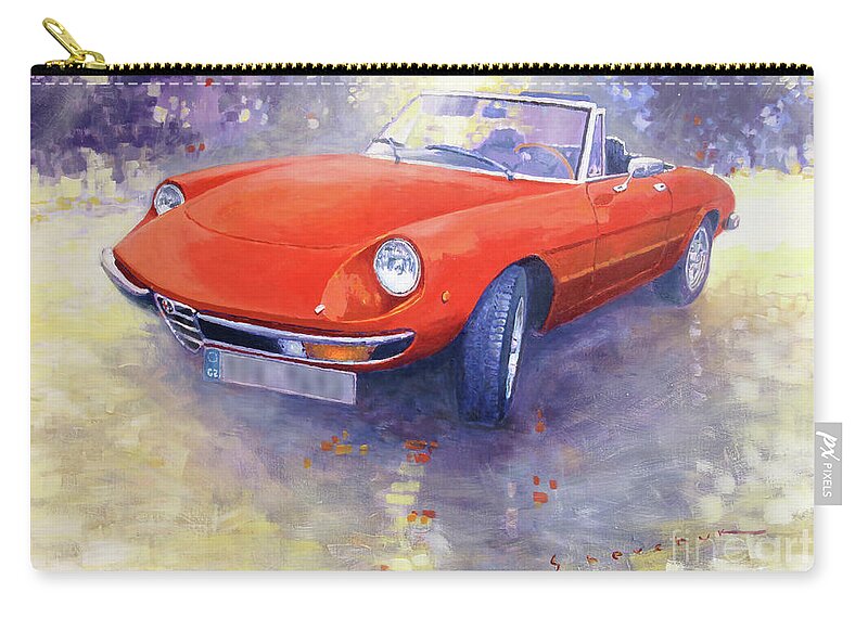Shevchukart Zip Pouch featuring the painting 1980 Alfa Romeo Spider 2000 Veloce by Yuriy Shevchuk
