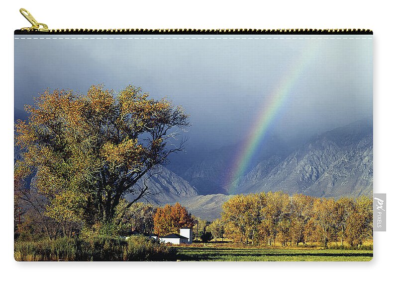 1m6345 Zip Pouch featuring the photograph 1M6345 Rainbow in Sierras by Ed Cooper Photography