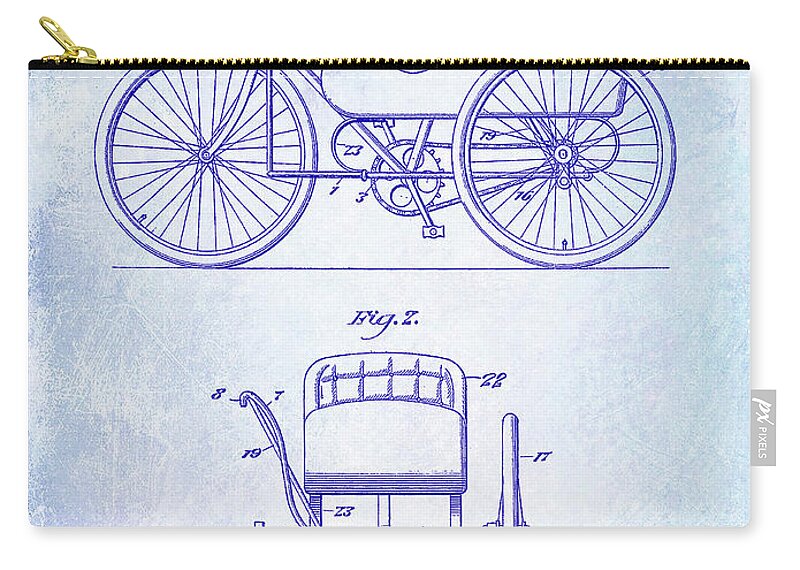 Velocipede Patent Zip Pouch featuring the photograph 1919 Bicycle Patent #3 by Jon Neidert