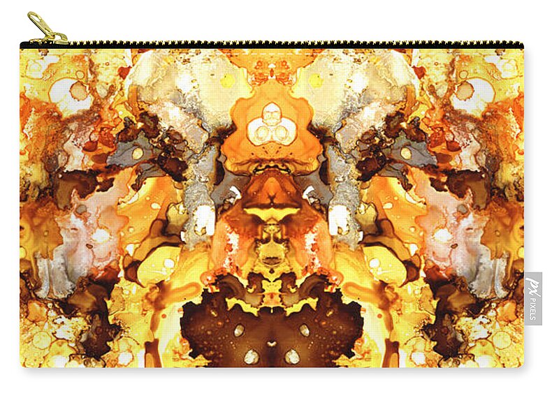 Yellow Zip Pouch featuring the painting Abstract 19 by Lucie Dumas
