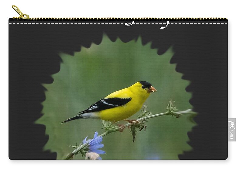 American Goldfinch Zip Pouch featuring the photograph American Goldfinch #2 by Holden The Moment