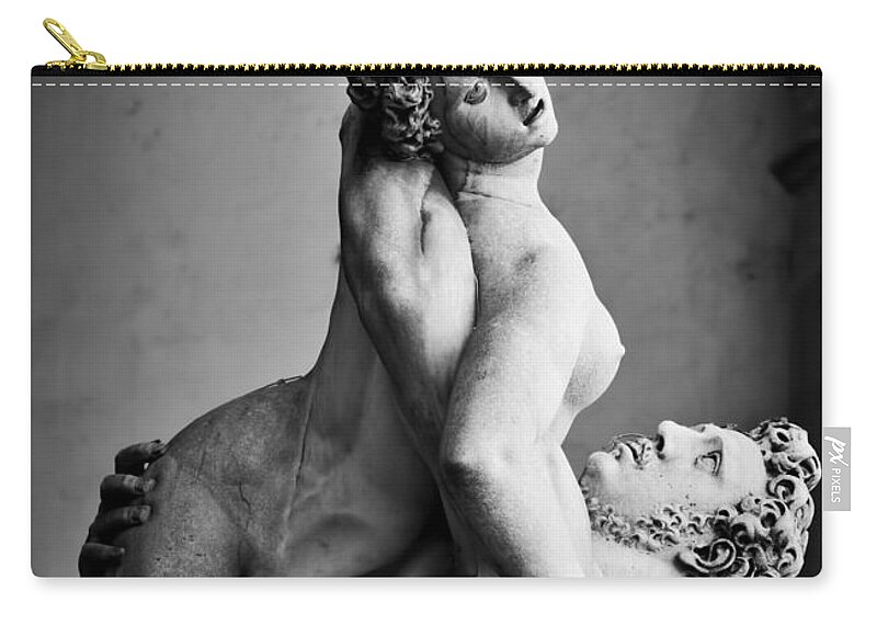 Ancient Zip Pouch featuring the photograph Ancient sculpture of The Rape of the Sabine Women. Florence, Italy #2 by Michal Bednarek