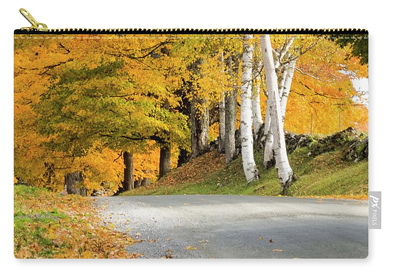 Autumn Birches Carry-all Pouch featuring the photograph Autumn Road by Tom Singleton
