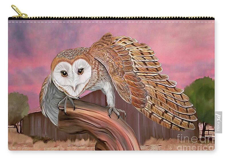 Barn Owl Zip Pouch featuring the digital art Barn Owl #2 by Walter Colvin