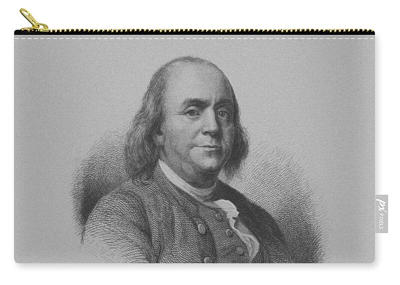 Benjamin Franklin Zip Pouch featuring the mixed media Benjamin Franklin by War Is Hell Store