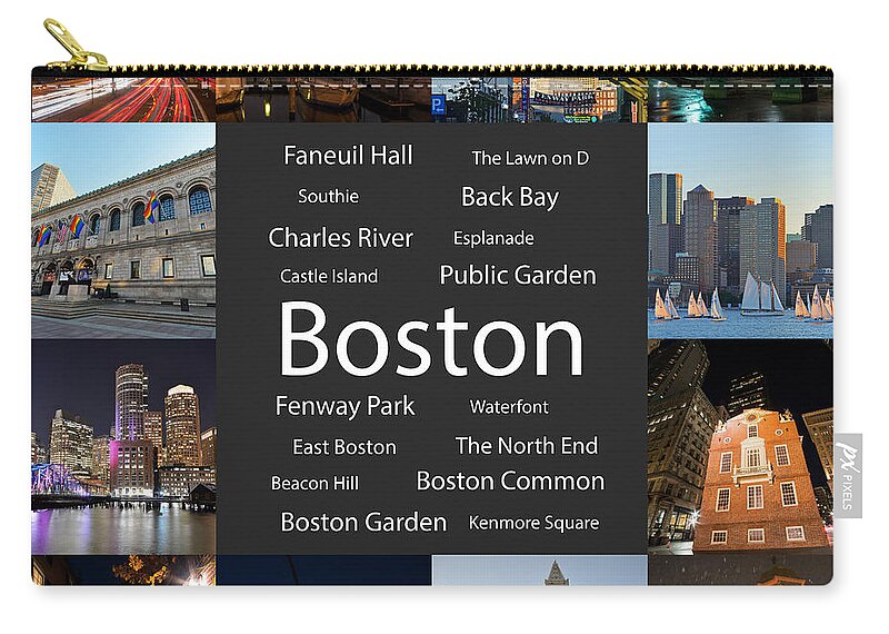 Boston Zip Pouch featuring the photograph Boston MA Collage #2 by Toby McGuire