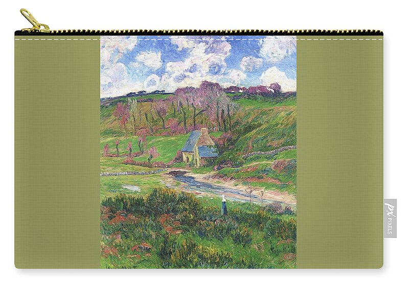 Bretons On The Banks Of A River Zip Pouch featuring the painting Bretons on the Banks of a River #2 by Henri Moret