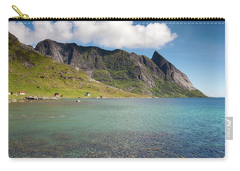 Bunesfjord Zip Pouch featuring the photograph Bunesfjord and Mountains #3 by Aivar Mikko