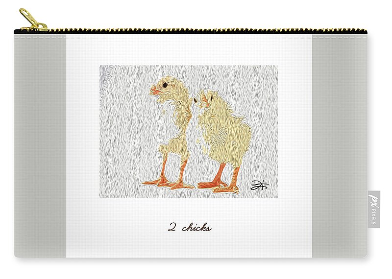 Animals Zip Pouch featuring the mixed media 2 Chicks by Francelle Theriot