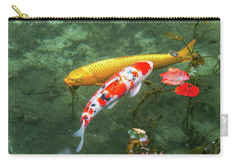 Colored Carp Zip Pouch featuring the photograph Colored Carp at Monet's Pond #2 by Hisao Mogi