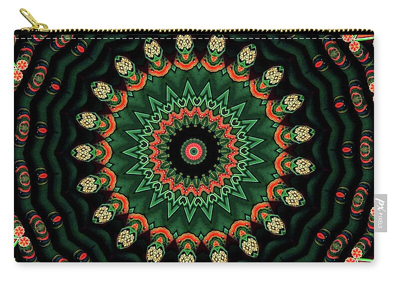 Abstract Zip Pouch featuring the digital art Colorful Kaleidoscope incorporating aspects of Asian Architectur #2 by Amy Cicconi