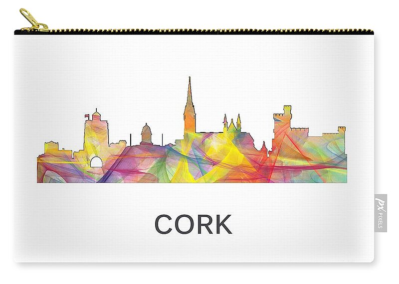 Cork Ireland Skyline Zip Pouch featuring the digital art Cork Ireland Skyline #2 by Marlene Watson
