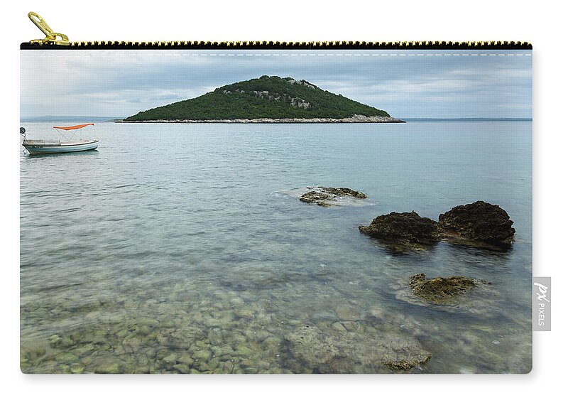 Losinj Zip Pouch featuring the photograph Cunski beach and coastline, Losinj Island, Croatia #2 by Ian Middleton