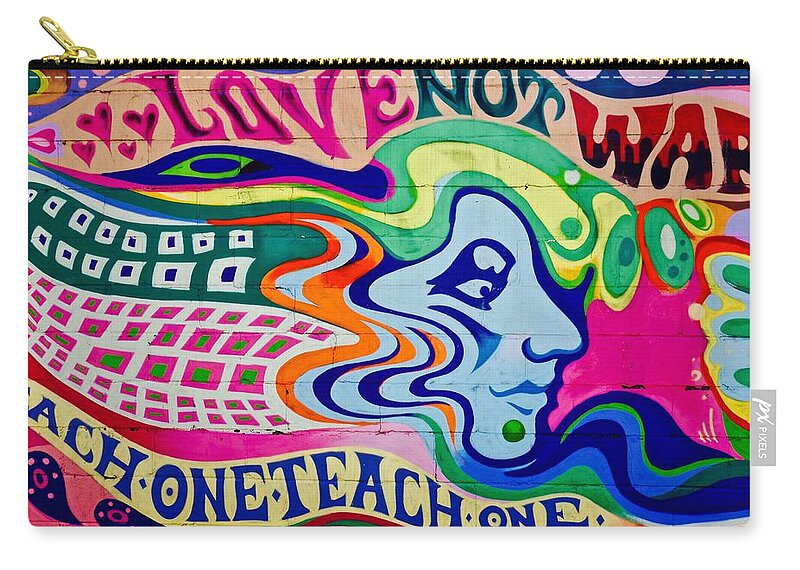 Graphic Zip Pouch featuring the painting East Village Street Art 2014 #4 by Joan Reese