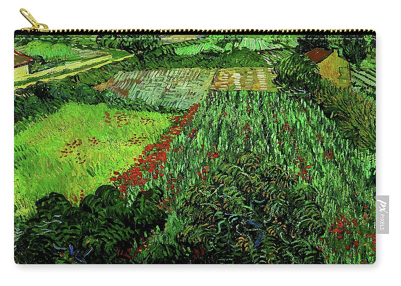 Vincent Van Gogh Zip Pouch featuring the painting Field with Poppies #2 by Vincent van Gogh