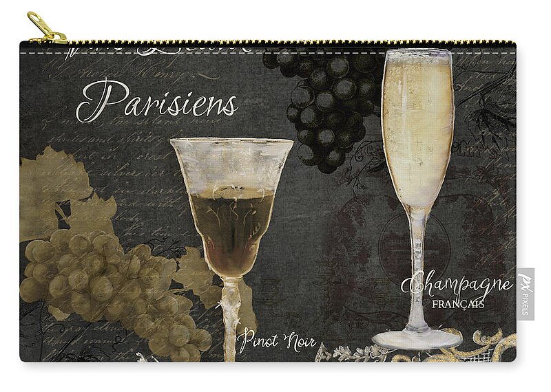 Chalk Carry-all Pouch featuring the painting Fine French Wines - Vins Beaux Parisiens by Audrey Jeanne Roberts