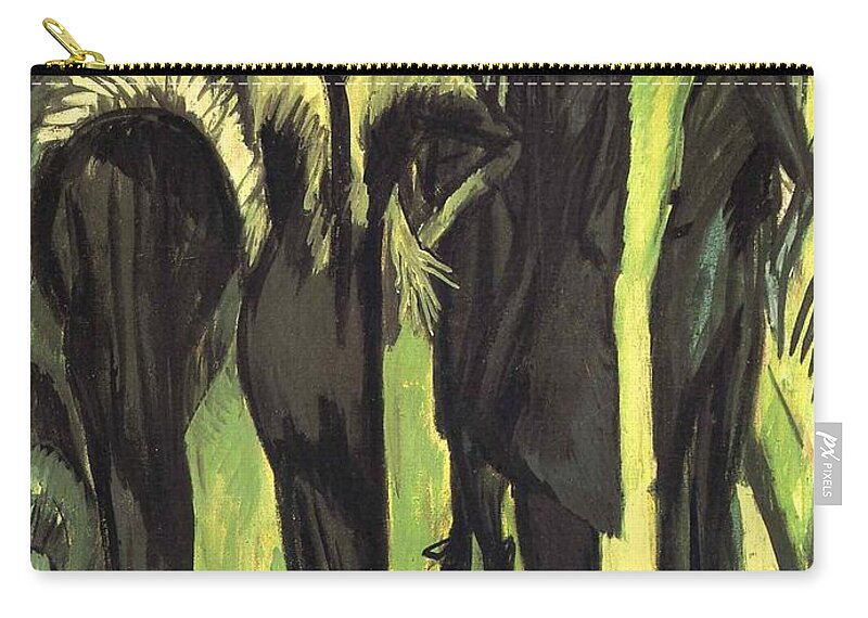 Five Women At The Street - Ernst Ludwig Kirchner Carry-all Pouch featuring the painting Five Women at the Street by Ernst Ludwig