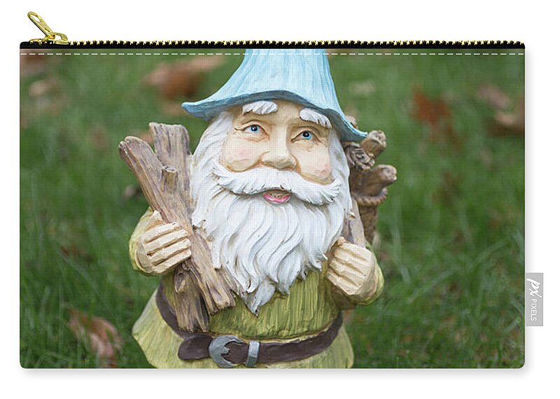 Gnome Zip Pouch featuring the photograph Garden Gnome #2 by Edward Fielding