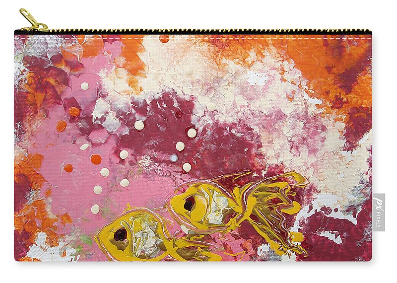 Fish Zip Pouch featuring the painting 2 Gold Fish by Gina De Gorna