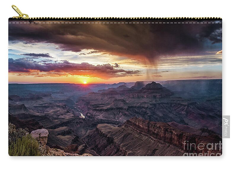 Canyon Zip Pouch featuring the photograph Grand Canyon Monsoon Sunset #2 by Alissa Beth Photography