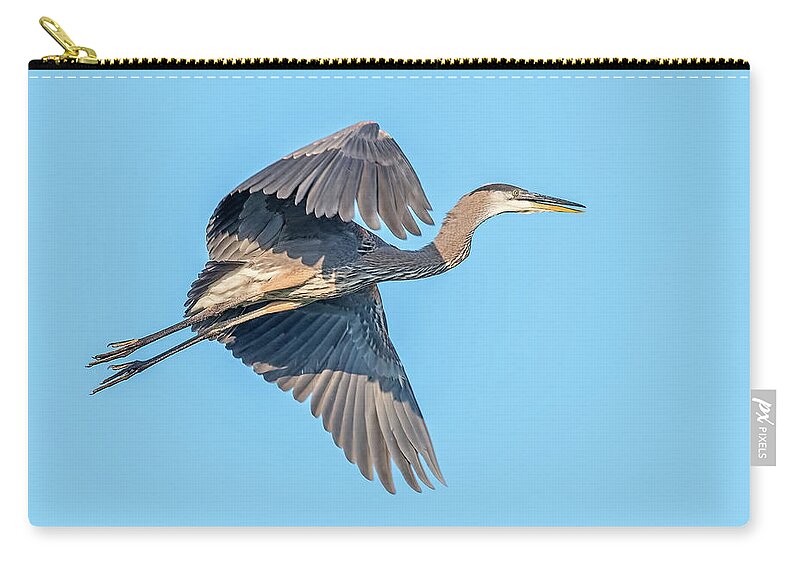 Great Blue Heron Zip Pouch featuring the photograph Great Blue Heron #2 by Jim Zablotny