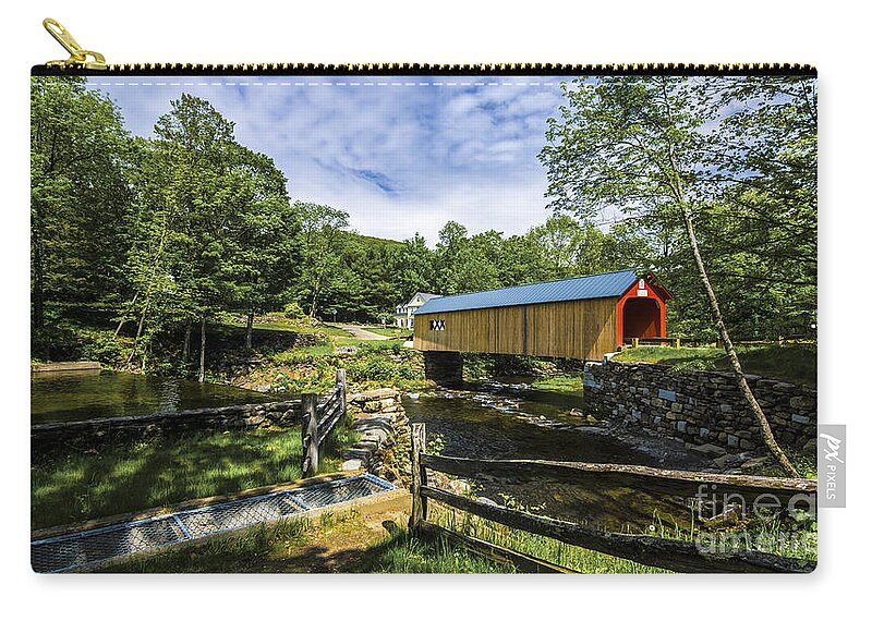 Green River Covered Bridge Zip Pouch featuring the photograph Green River Covered Bridge #4 by Scenic Vermont Photography