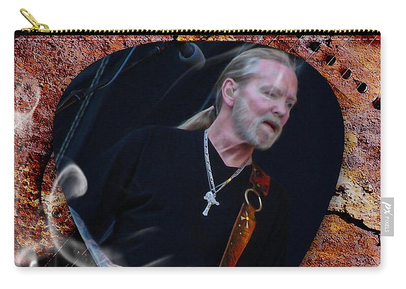 The Allman Brothers Zip Pouch featuring the mixed media Gregg Allman Art #2 by Marvin Blaine