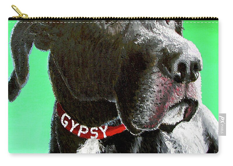 Dog Portrait Zip Pouch featuring the painting Gypsy #3 by Stan Hamilton