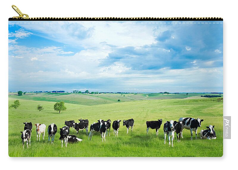 Farm Zip Pouch featuring the photograph Happy Cows by Todd Klassy