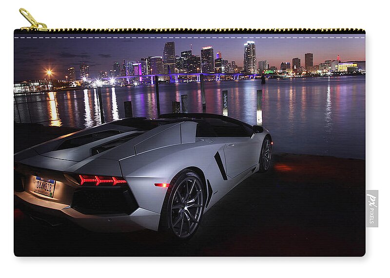 Lamborghini Aventador Zip Pouch featuring the photograph Lamborghini Aventador #2 by Jackie Russo