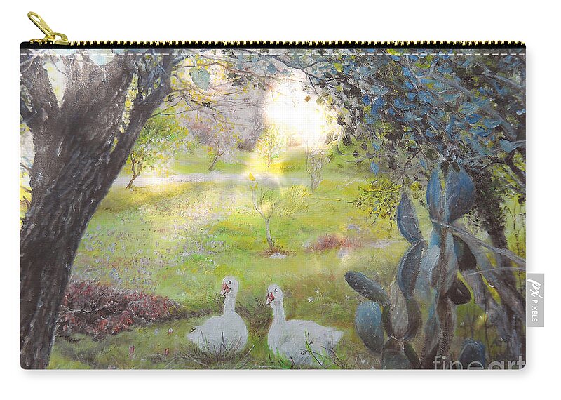 Landscape Zip Pouch featuring the painting Late Summer #1 by Sorin Apostolescu