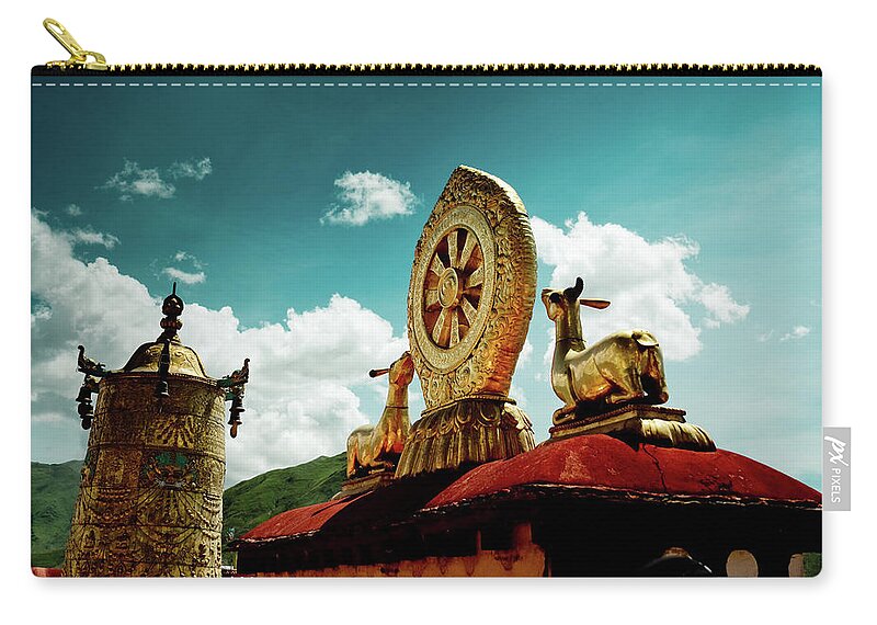 Tibet Zip Pouch featuring the photograph Lhasa Jokhang Temple Fragment Tibet Artmif.lv #2 by Raimond Klavins