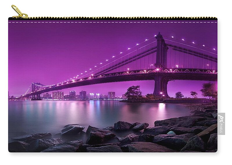 Manhattan Bridge Zip Pouch featuring the photograph Manhattan Bridge #2 by Mariel Mcmeeking