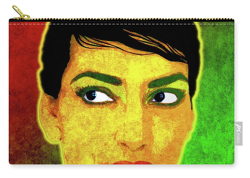 Portrait Zip Pouch featuring the digital art Maria Callas #2 by Gary Grayson