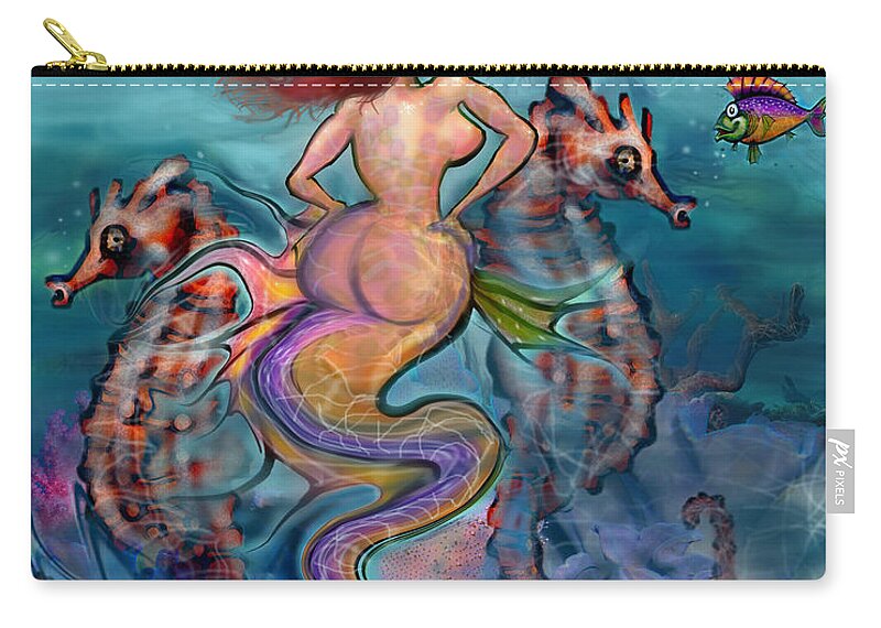 Mermaid Zip Pouch featuring the digital art Mermaid #2 by Kevin Middleton