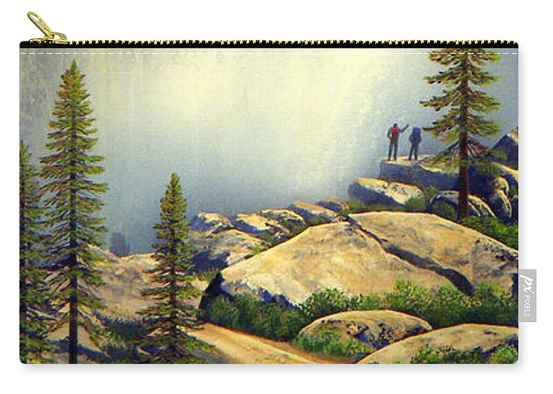 Landscape Zip Pouch featuring the painting Misty Falls by Frank Wilson