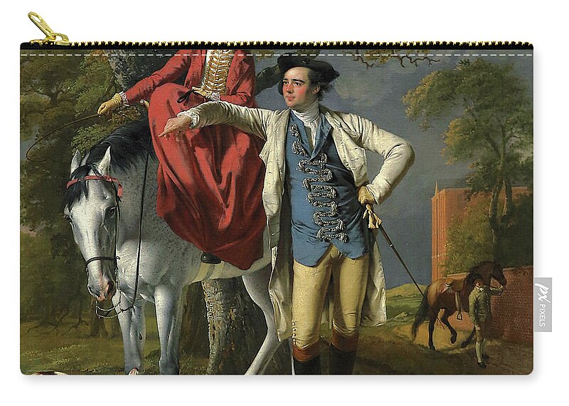 Horse Zip Pouch featuring the painting Mr and Mrs Thomas Coltman by Joseph Wright of Derby